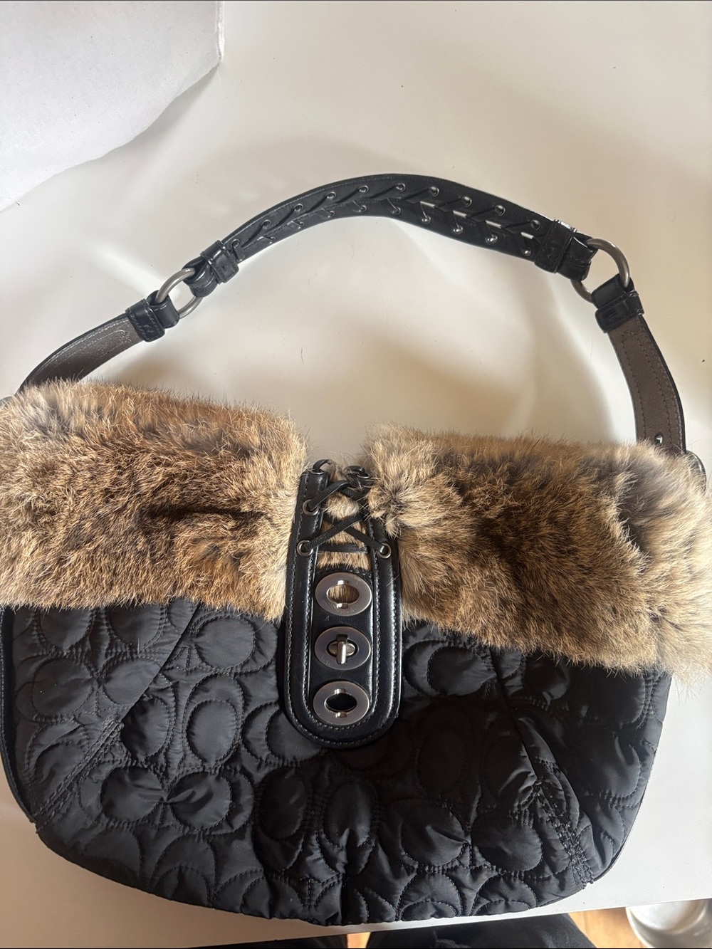 Coach with Fur Trim and Leather